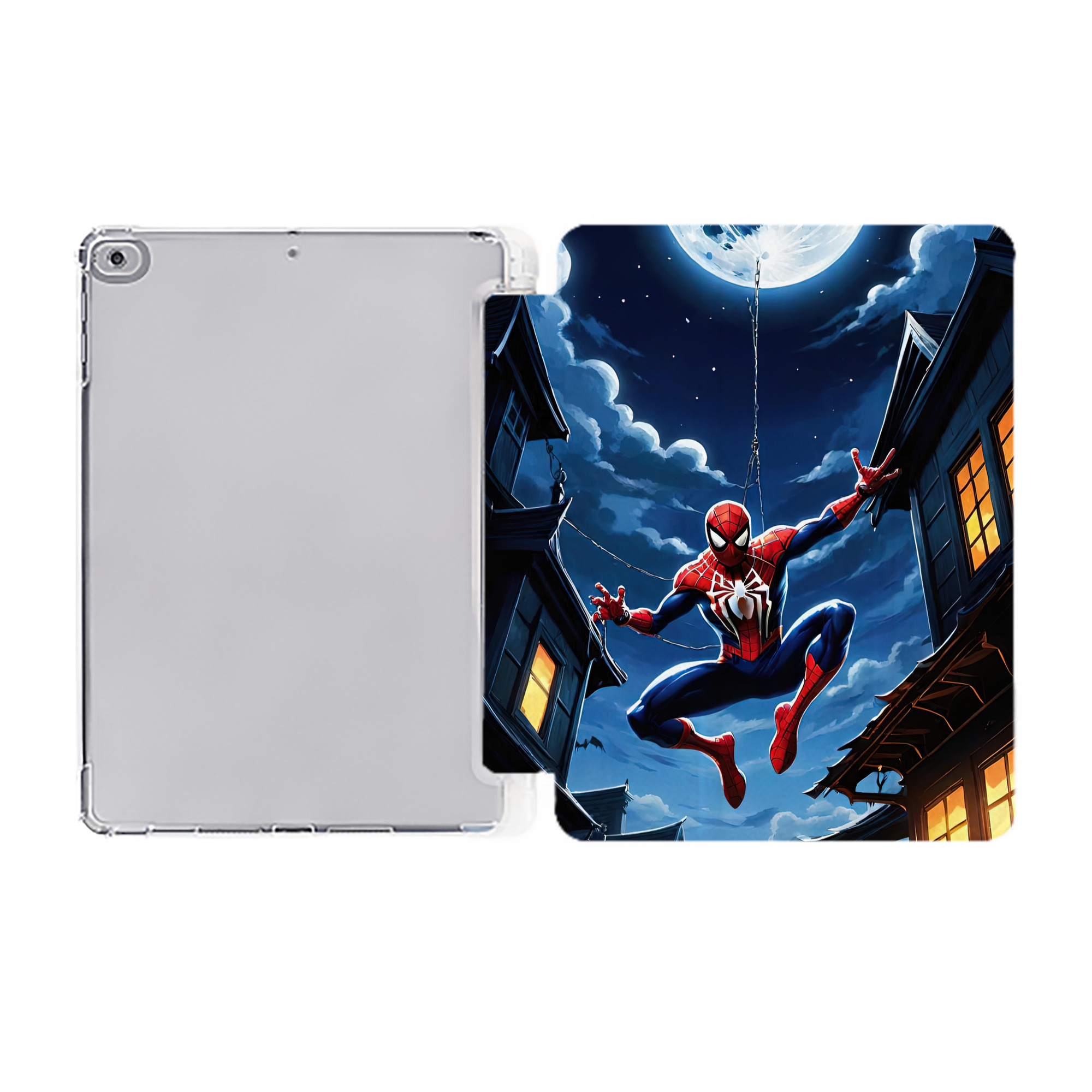（画像用） Spider Man スパイダーマン IPad ケース ペン収納付き 三つ折りスタンド PUレザー×シリコン 対応機種9.5/10.5/10.9インチ
